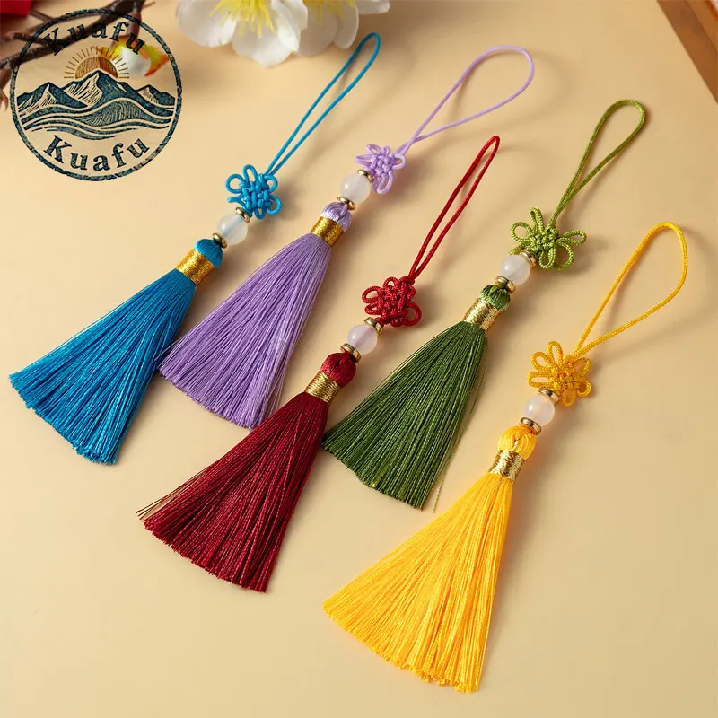 5/10/20 Stück Quasten, chinesischer Knoten, Seidenquaste, handgewebter Perlenanhänger, Fransen für DIY-Bastelarbeiten, Geschenk, Schmuckherstellung, Lesezeichen, Dekoration – Detail 6