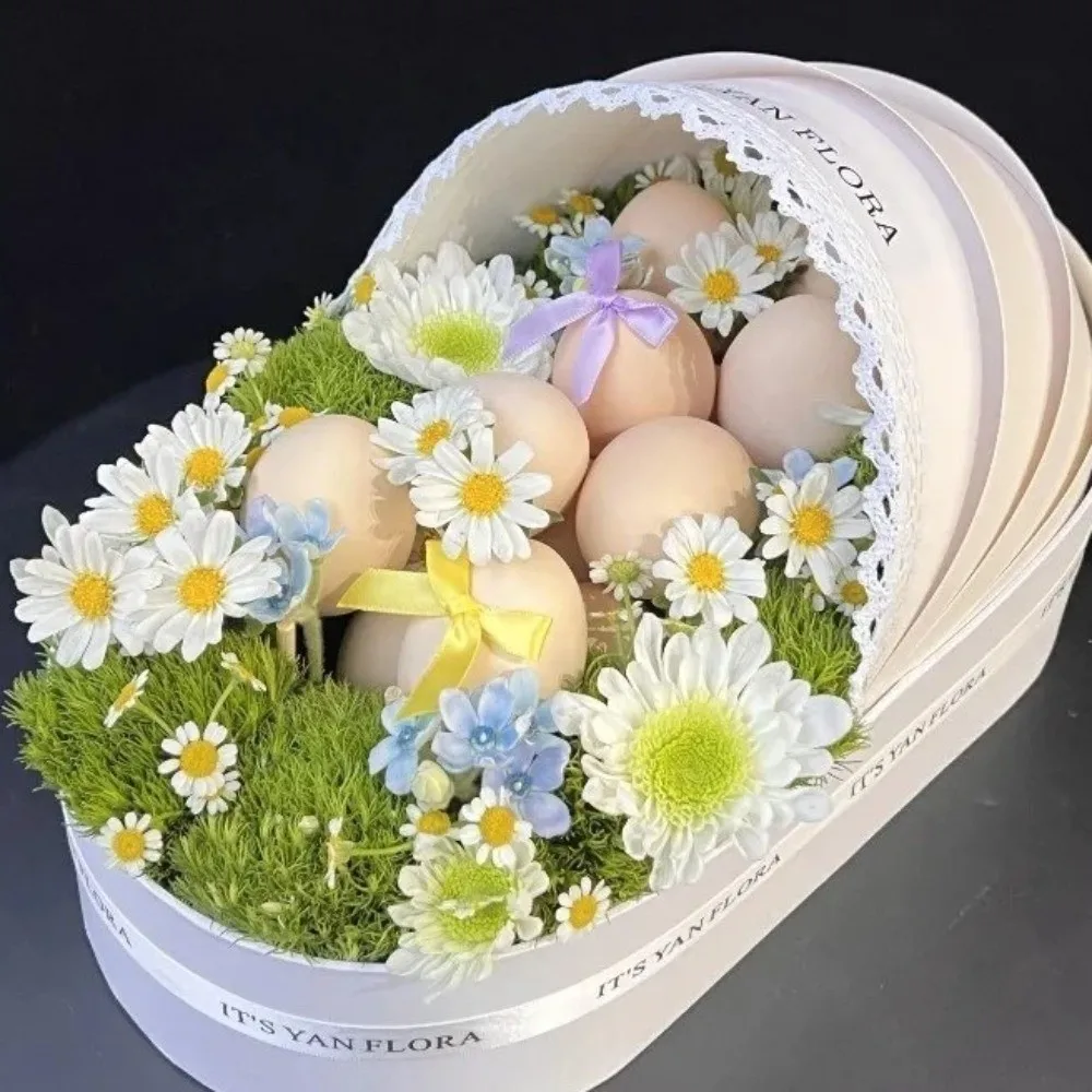 Blau Rosa Weiß Baby-Shower Geschenkbox Frische Blumen Multifunktionale Frischblumen-Arrangementsbox Mondkuchen-Mondkuchen-Korb – Detail 3