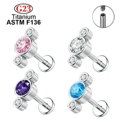 ASTM F136 16g Titanium CZ Cartilage Trinity Helix Earrings Tragus Stud Conch Lip Sexy Punk Body Piercing Jewelry