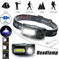 700LM XPE+COB LED HeadLamp Dual Light Head Torch USB Rechargeable Headlight Dimming Head LED Light for Camping Hiking Fishing