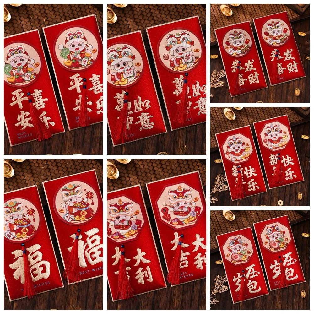 2 pezzi 3D 2025 Capodanno Busta rossa Benedizione Best Wishes Anno del serpente Busta per soldi zodiaco cinese HongBao