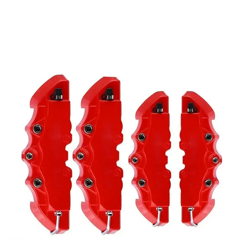 4 Pcs Universal Car Disc Brake Caliper Covers Red 3D Style Front & Rear Kits