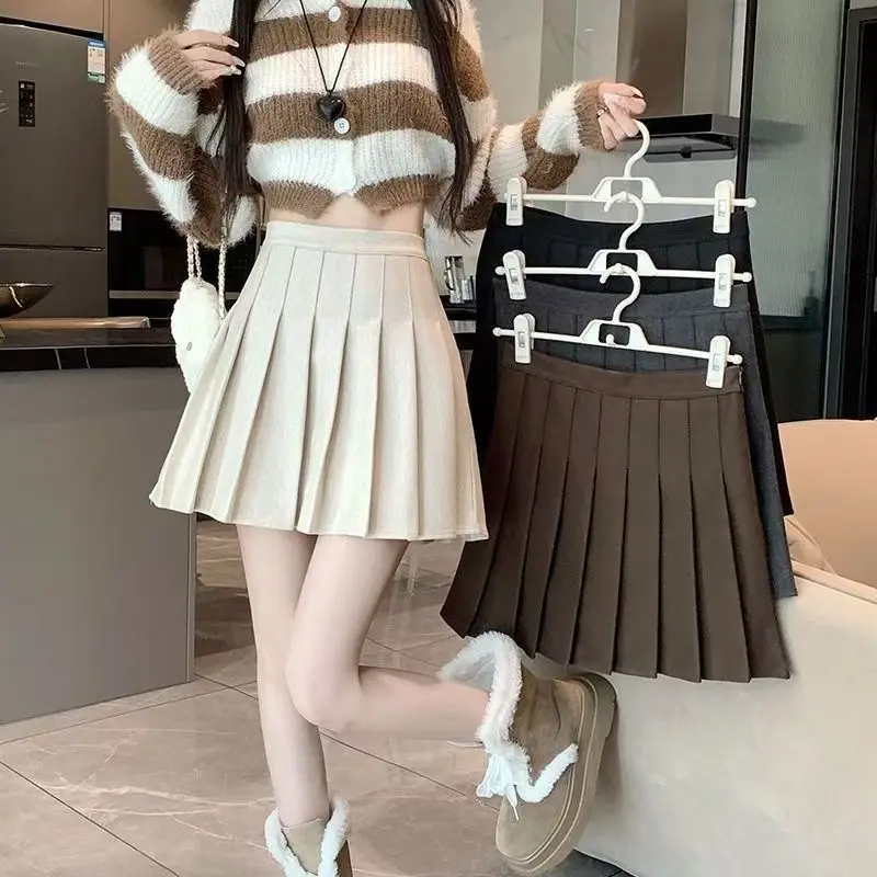 2026 Nuovo giapponese coreano a vita alta addensato gonna scozzese donna autunno inverno A-Line minigonna college JK uniforme gonne corte