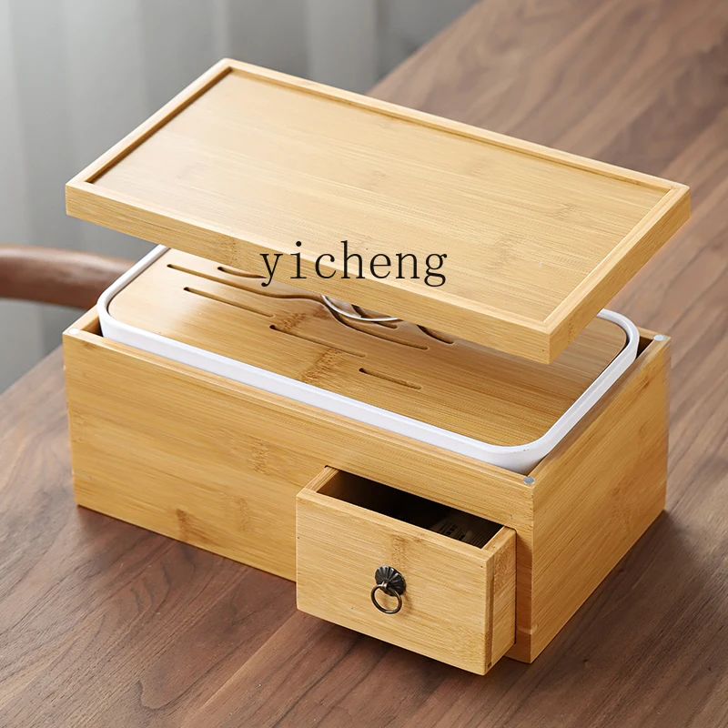 Zc Large Tea Tray Kung Fu Tea Set Household Minimalist Tray Tea Table Multifunction Storage Box