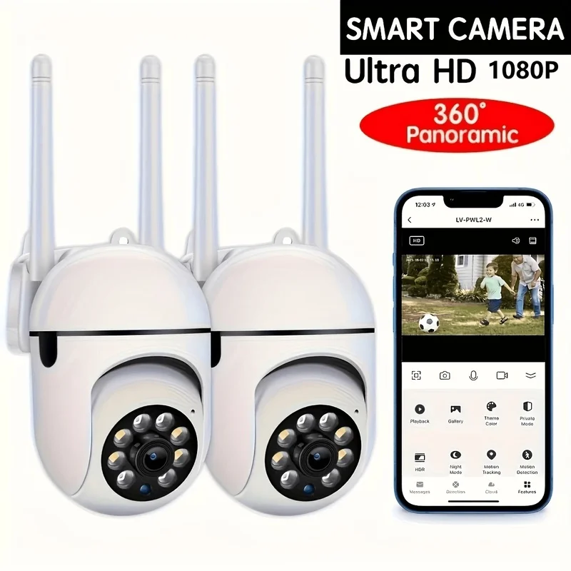 2.4G Wi-Fi Smart Home Security Camera - 355 ° Pan-Tilt-Zoom, Color Night Vision, Two-Way Audio, Pet Motion Tracking, Indoor Use