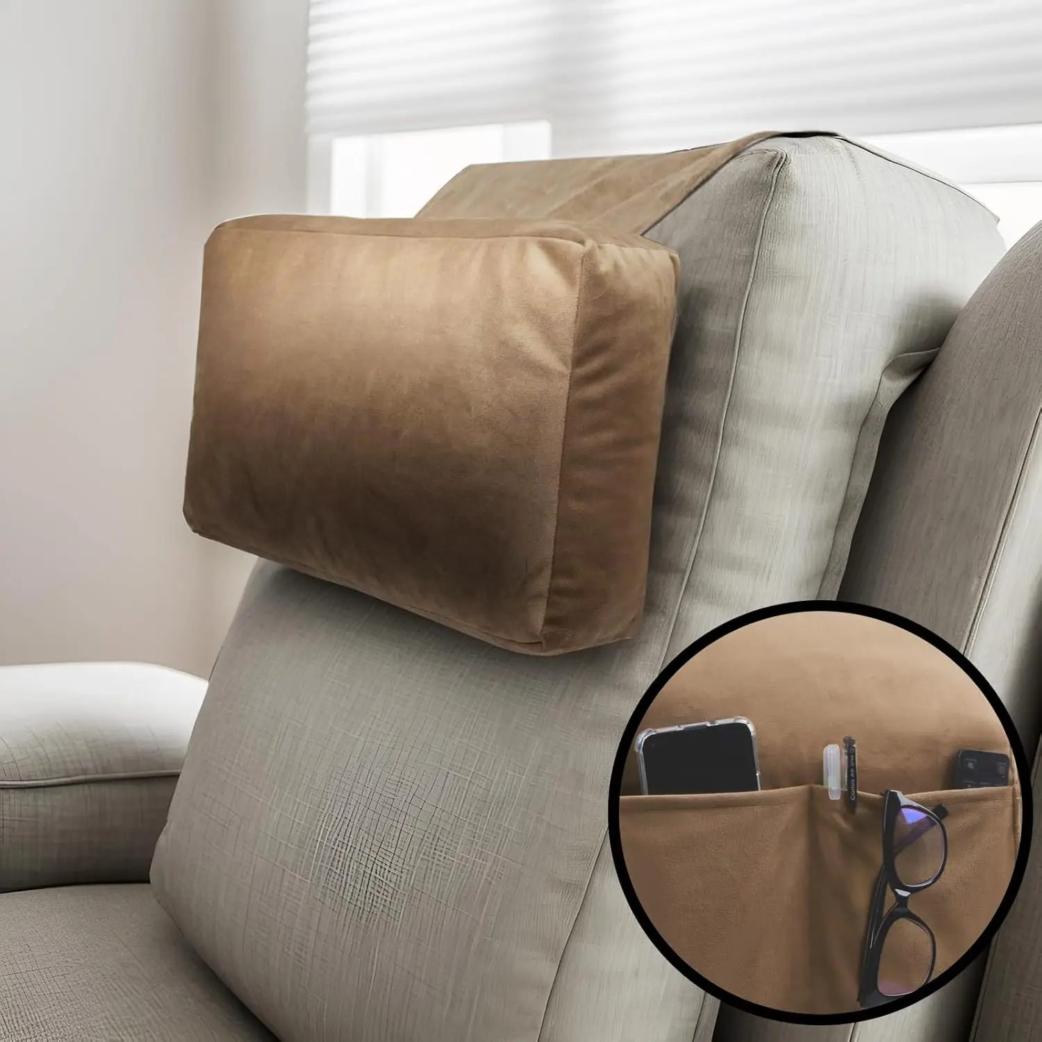 

Recliner Headrest Pillow, Versatile Ne Support Cushion With Velvet Cover For Adults, Ideal Accessory For Chair, Couch, Office,