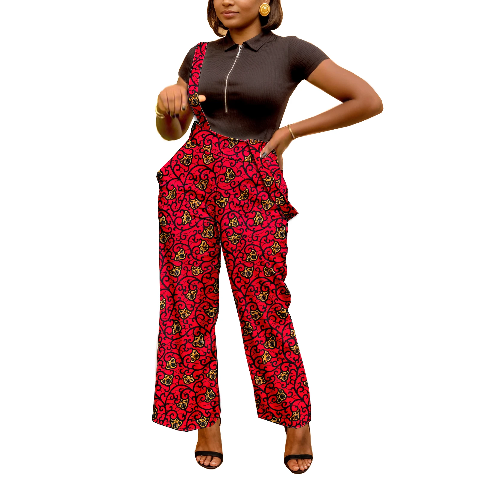 

Африканский наряд для женщин Брюки Анкара Брюки на подтяжках Комбинезоны с принтом Kente Комбинезоны с широкими штанинами