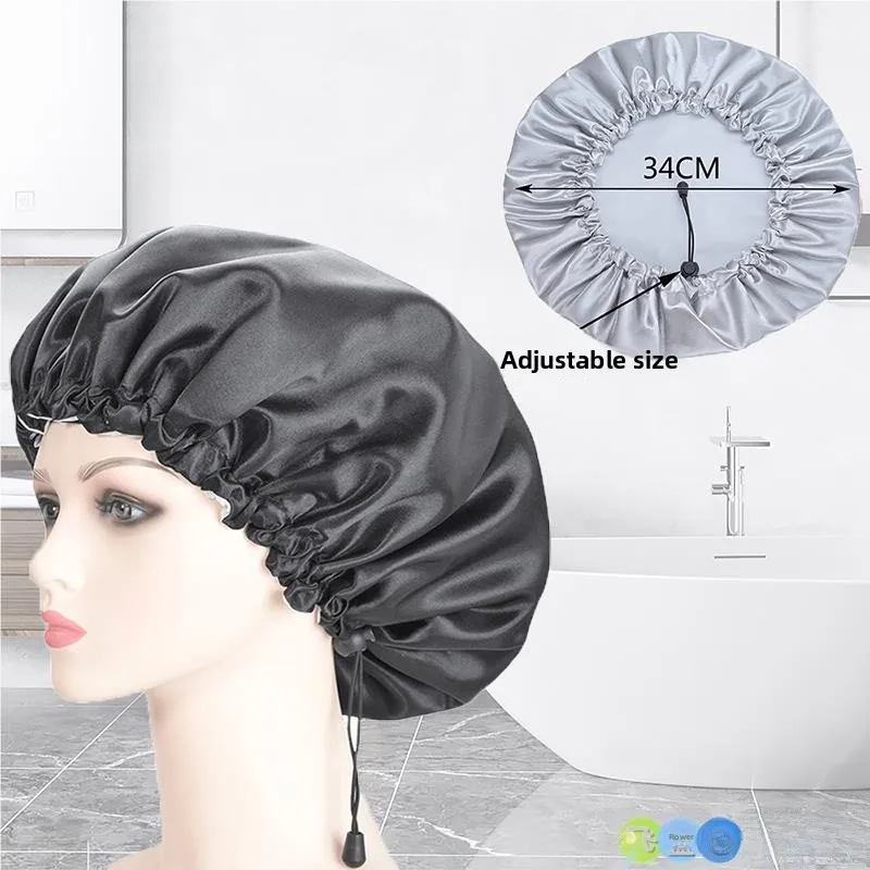 

Adjustable Thiened ower Cap Women's Bath Hat Deep Water-Proof Double Layer Head Cover Advanced ower Hoodie Cap for Bath