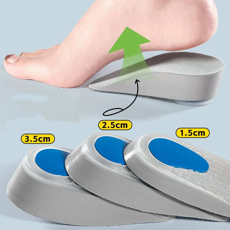 Height-increasing Insoles For Women Invisible No Foot Fatigue Shock-absorbing Silicone Height-increasing Insoles For Men