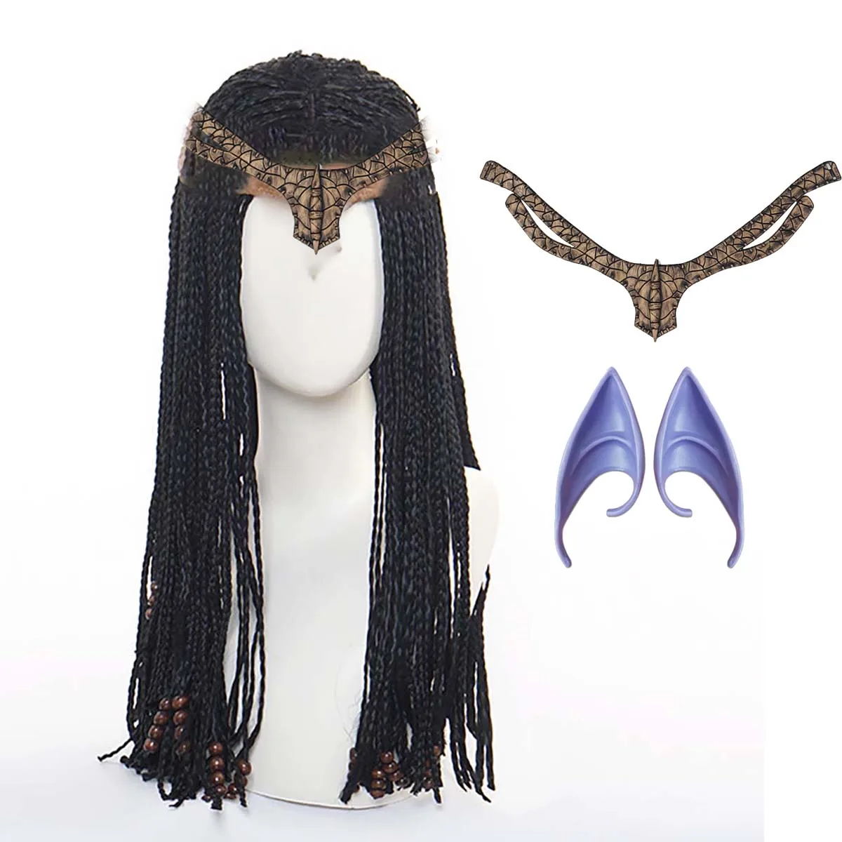 Halloween Party Role Dress up Cos Avatar Braided Wig With Ear