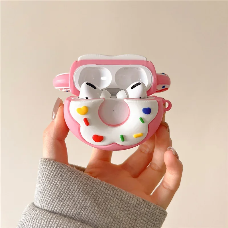 Cute Cartoon Donut Case for AirPods Pro2 Airpod Pro 1 2 3 Bluetooth Earbuds Charging Box Protective Earphone Case Cover