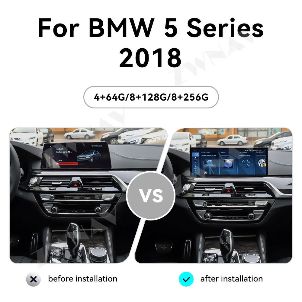 Aotsr Car Accessories CarPlay QLED Car Radio Android 14 For BMW 5 Series 2018 GPS Navigation Stereo Multimedia Player Head Unit