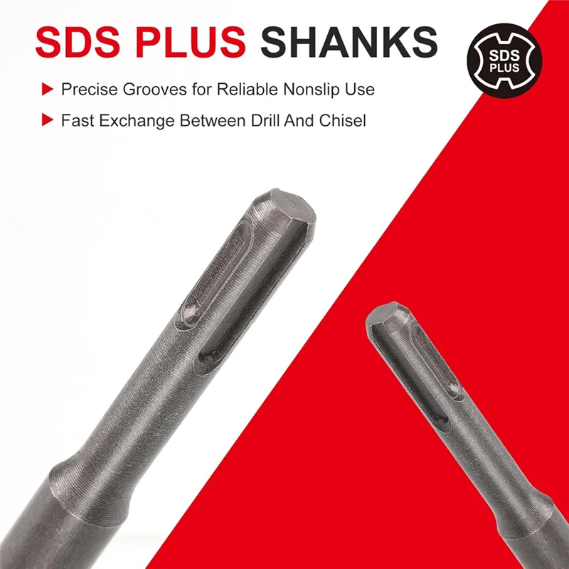 AC88-SDS-Plus Chisel Set For Rotary Hammer Drills, 3PC Masonry Concrete Drill Bit Set, Point Flat Scaling Chisels