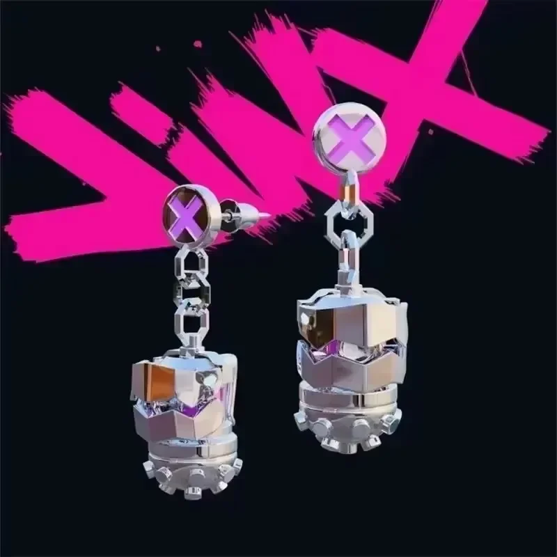 

League of Legends Arcane JINX Popular Game Peripheral Character Cartoon Accessories Earrings Cool Cosplay Costumes DIY Props