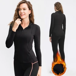 Sports Seamless Thermal Underwear Women Winter Sets Skiing Compression Fleece Jogging Training Thermo Underwear Long Johns