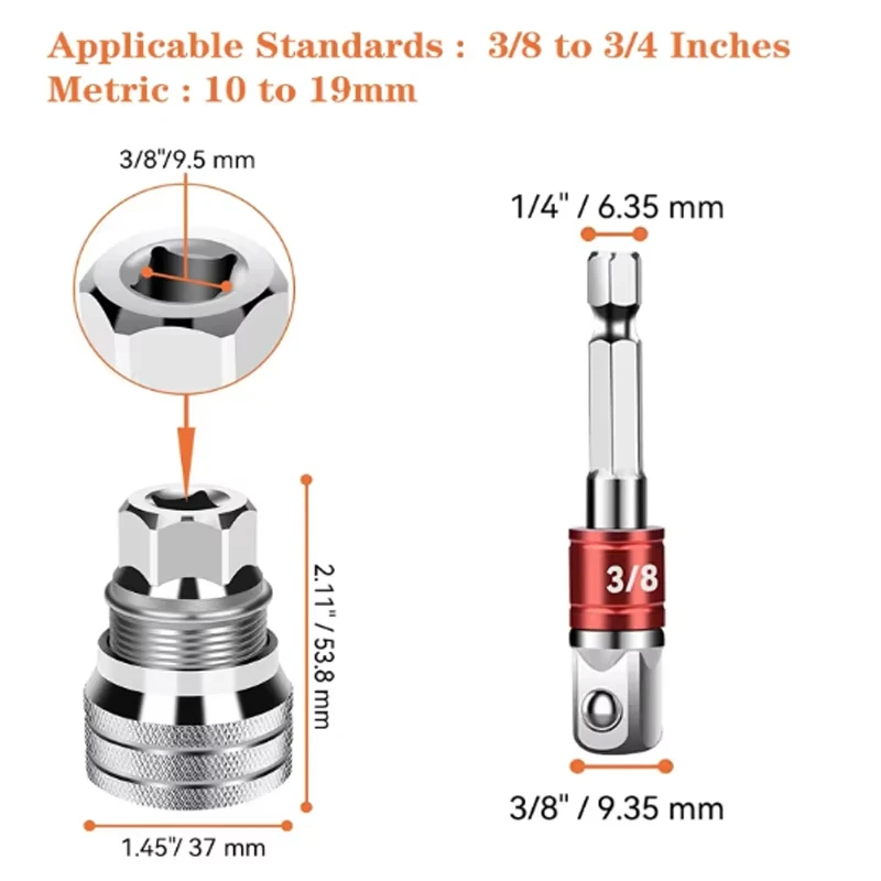 Convertidor Universal de manga de llave eléctrica, herramienta de llave de accionamien,10 a 19mmto multifuncional