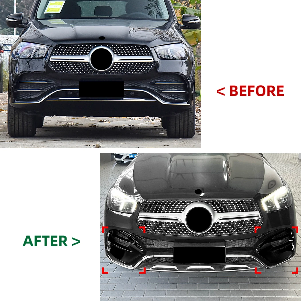 Car Wind Knife For Mercedes Benz GLE class W167 GLE450 GLE53 2019-2023 AMG Front Bumper Lip Spoiler Splitter Air Vent Grille