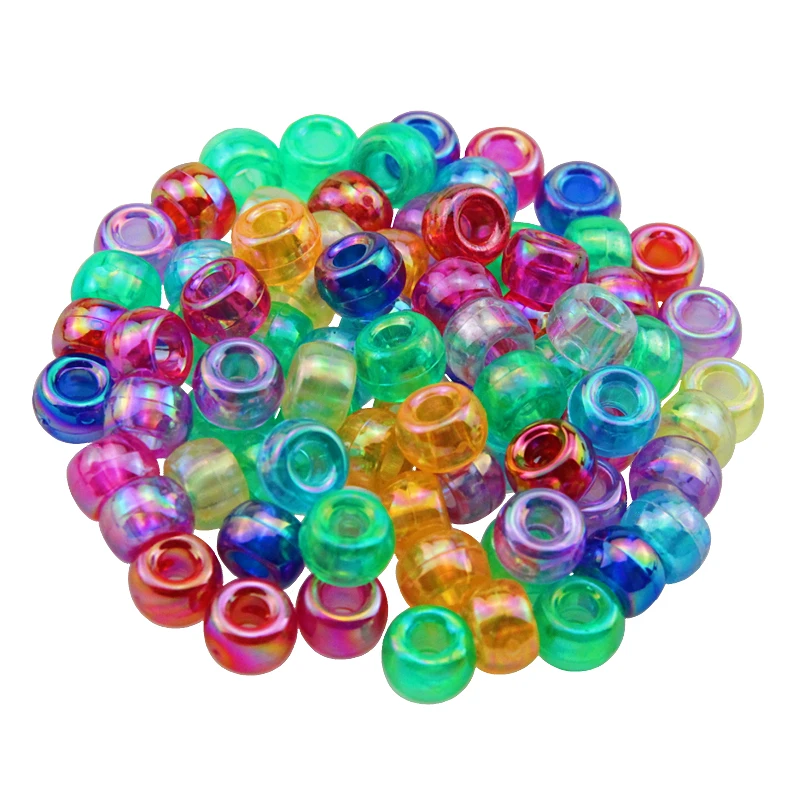 

50Pcs/Pack Bucket Beads 9x6mm Pony Beads For Jewelry Making Acrylic Spacer Beads DIY Craft Bracelet Necklace Hair Braids