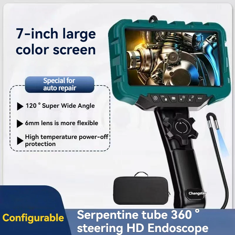 

360 Degree Articulating Borescope HD 1080P 7-Inch Monitor 6.5mm single/dual lens car Inspection Camera Industrial Endoscope