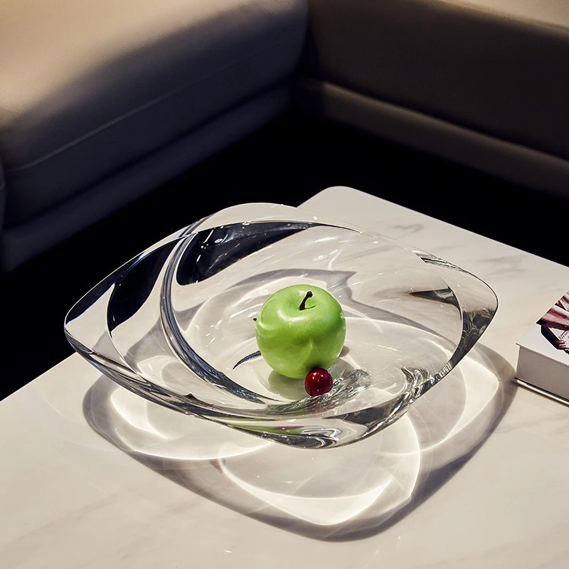 Hot wind fruit plate, crystal glass engraved fruit plate, home fashion European living room ornament