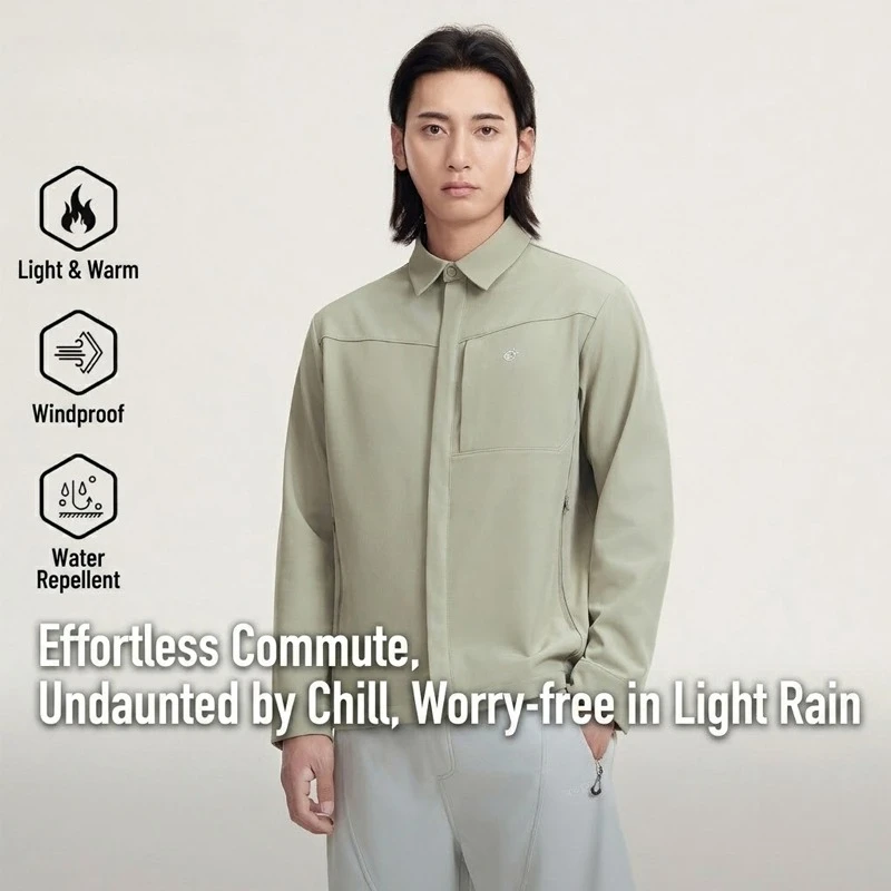 Camisa Chaqueta Softshell para Hombre, Resistente al Viento y al Agua, Forrada de Polar, Manga Larga, para Senderismo y Uso Casual