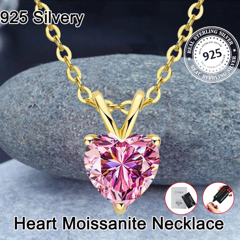 

Fashion Jewelry for Women, Sakura Pink Moissanite Pendant Necklace with 925 Silvery 1.0Carat Luxurious Ladies Necklace Gift