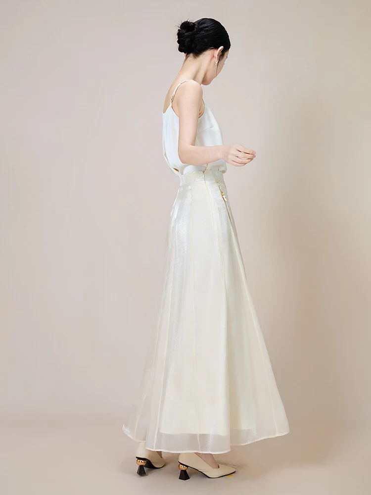 

Юбка-карандаш ibai с высокой талией, глянцевая, в китайском стиле, универсальная, в стиле Zen, женская модная коллекция весна