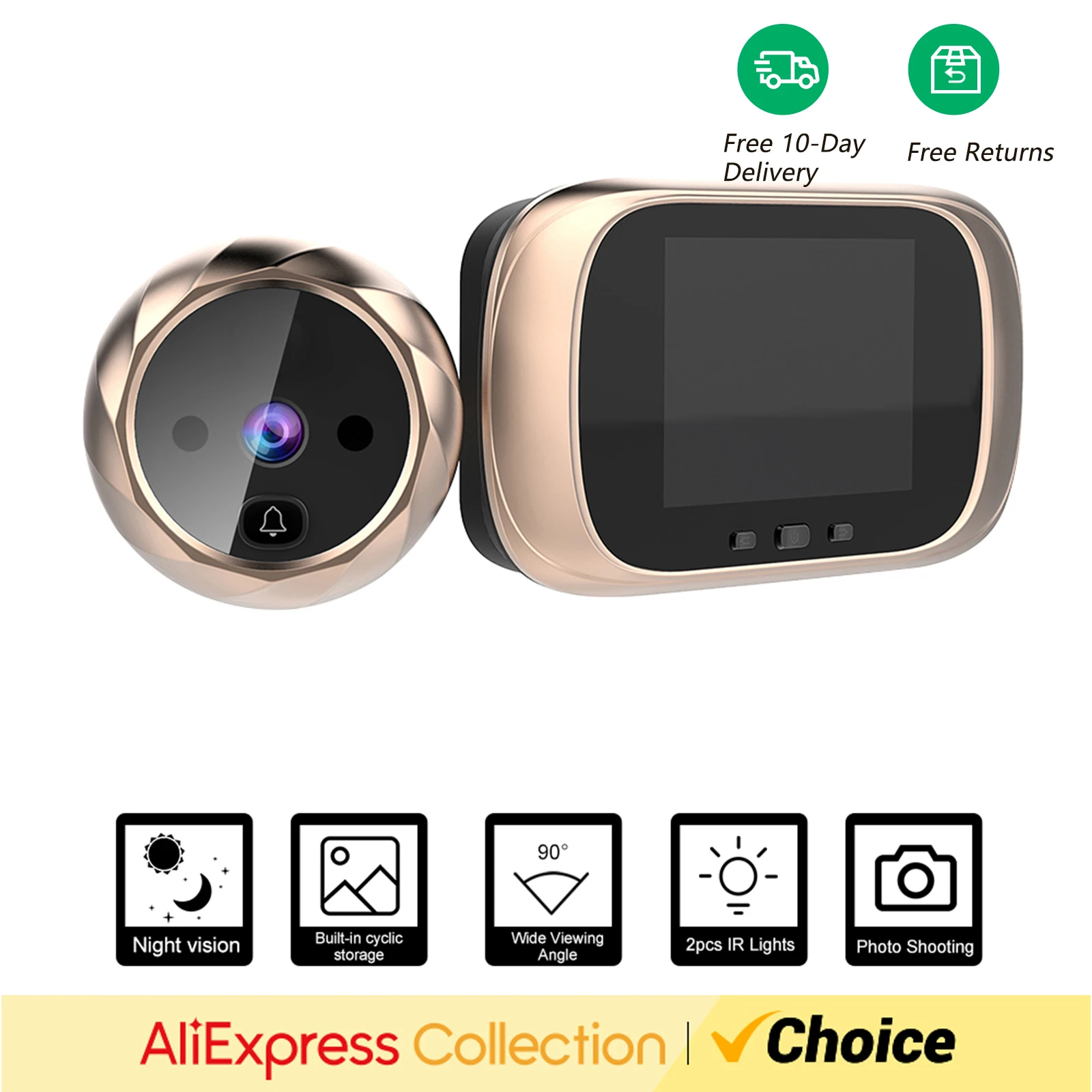 Digital Door Viewer Peephole Door Camera Doorbell 2.8-inch LCD Screen Photo Shooting Digital Door Monitoring for Home Security