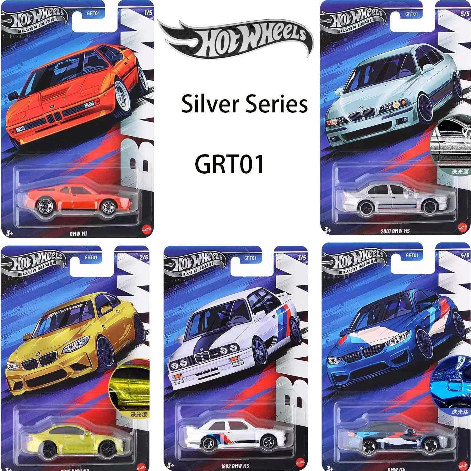 1:64 Hot Wheels Silver Series GRT01 BMW Set GRTO Tema Modello in lega Collezione di auto Giocattolo regalo