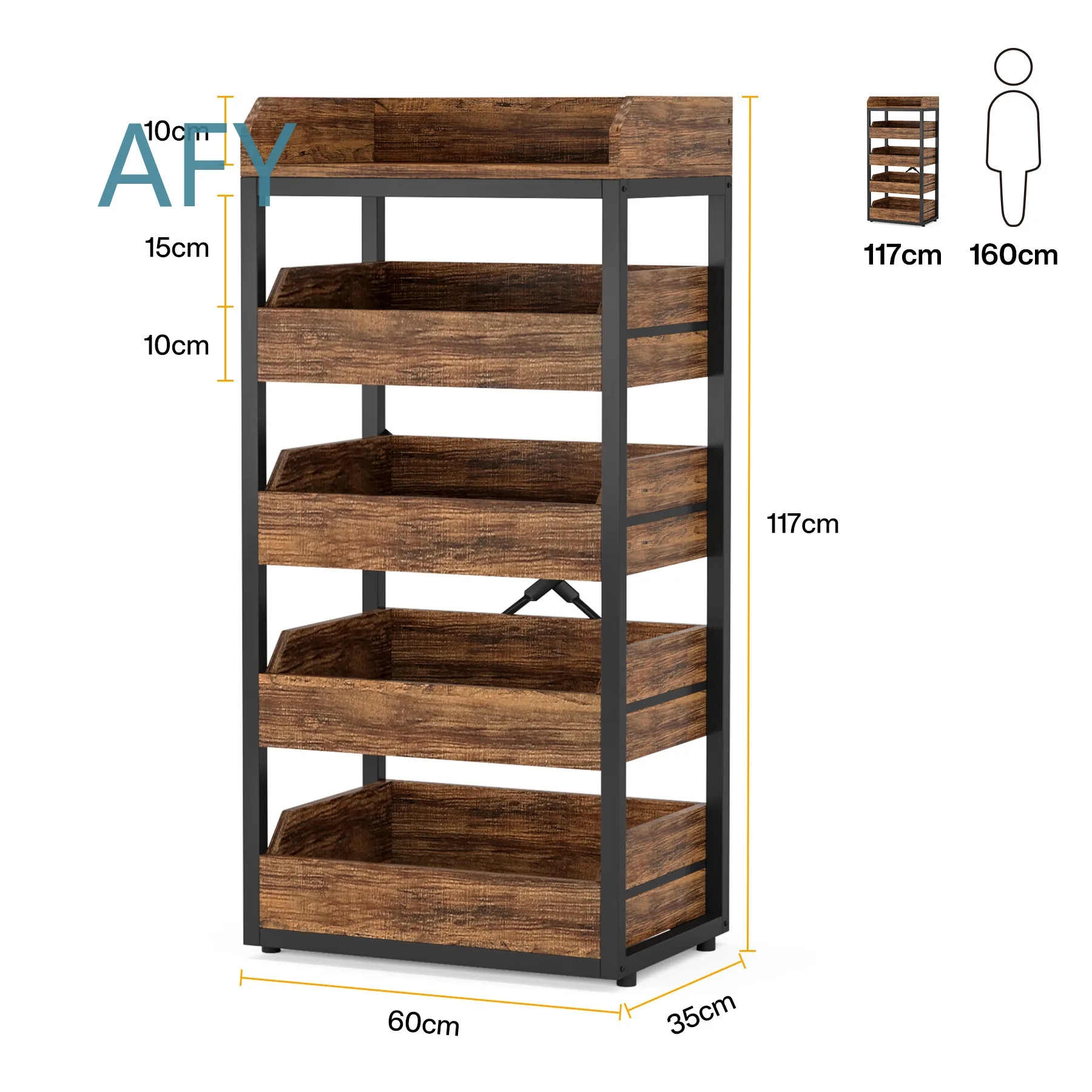 Fruit and Vegetable Rack Shelf for Kitchen Storage Organizer Adjustable Tiered Countertop Produce Holder for Home Office Use