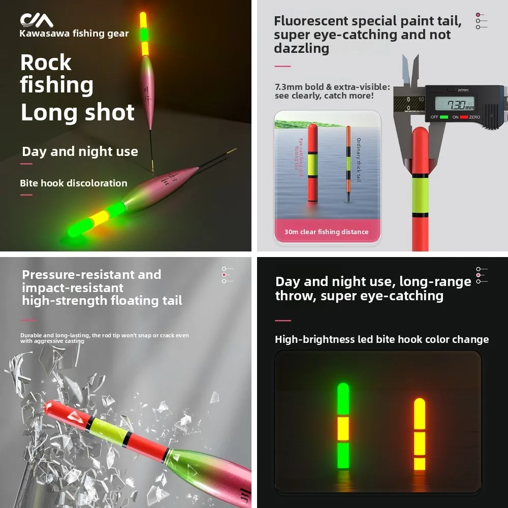 

5-Pack Glow-in-the-Dark Electronic Fishing Float with Bit Color Change for Carp Catfish Long Casting