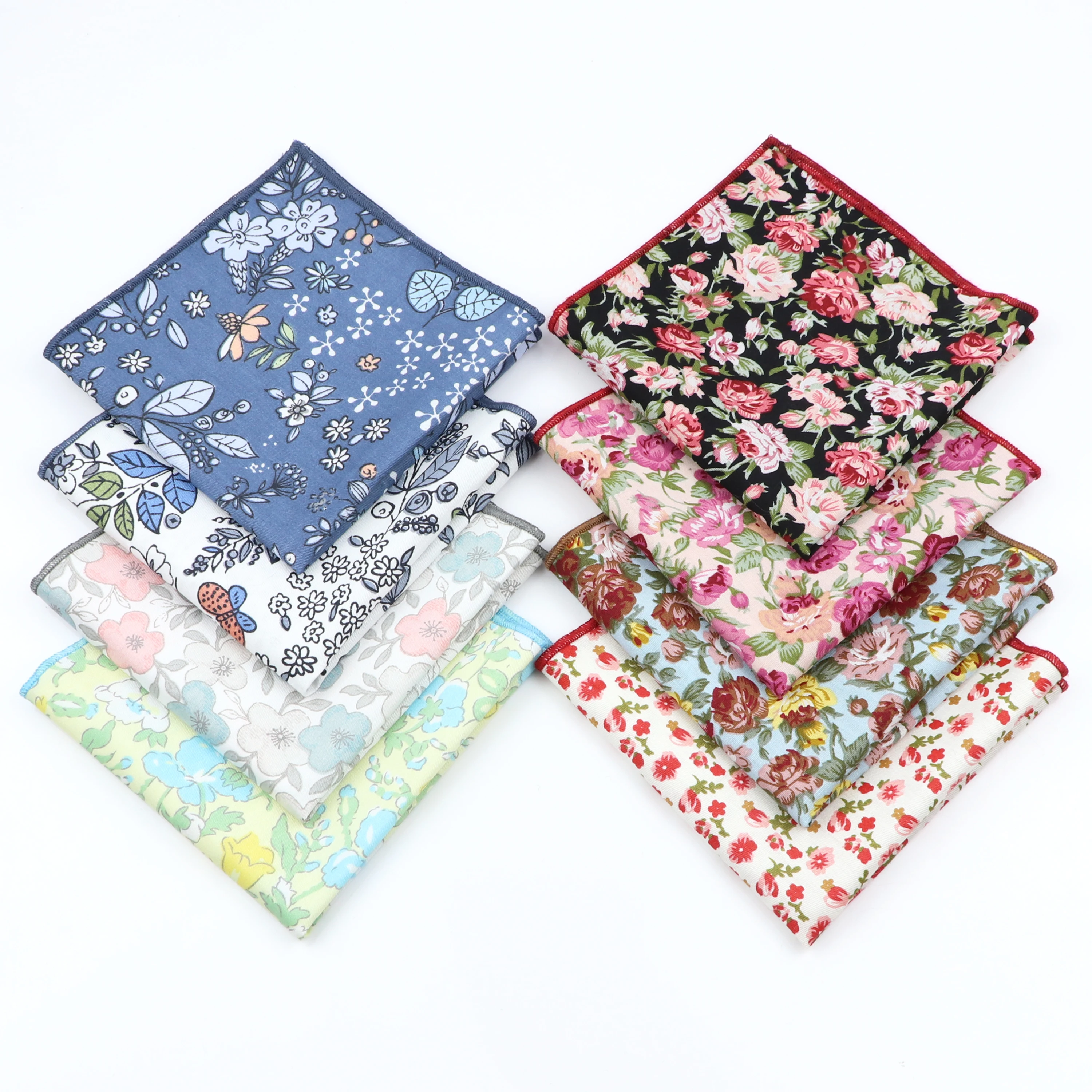 Kleurrijke Bloemen Mens Pocket Plein Nieuwigheid Dunne Print Bloem 25Cm Breedte Hankie Casual Bruiloft Porm Zakdoek Accessoire