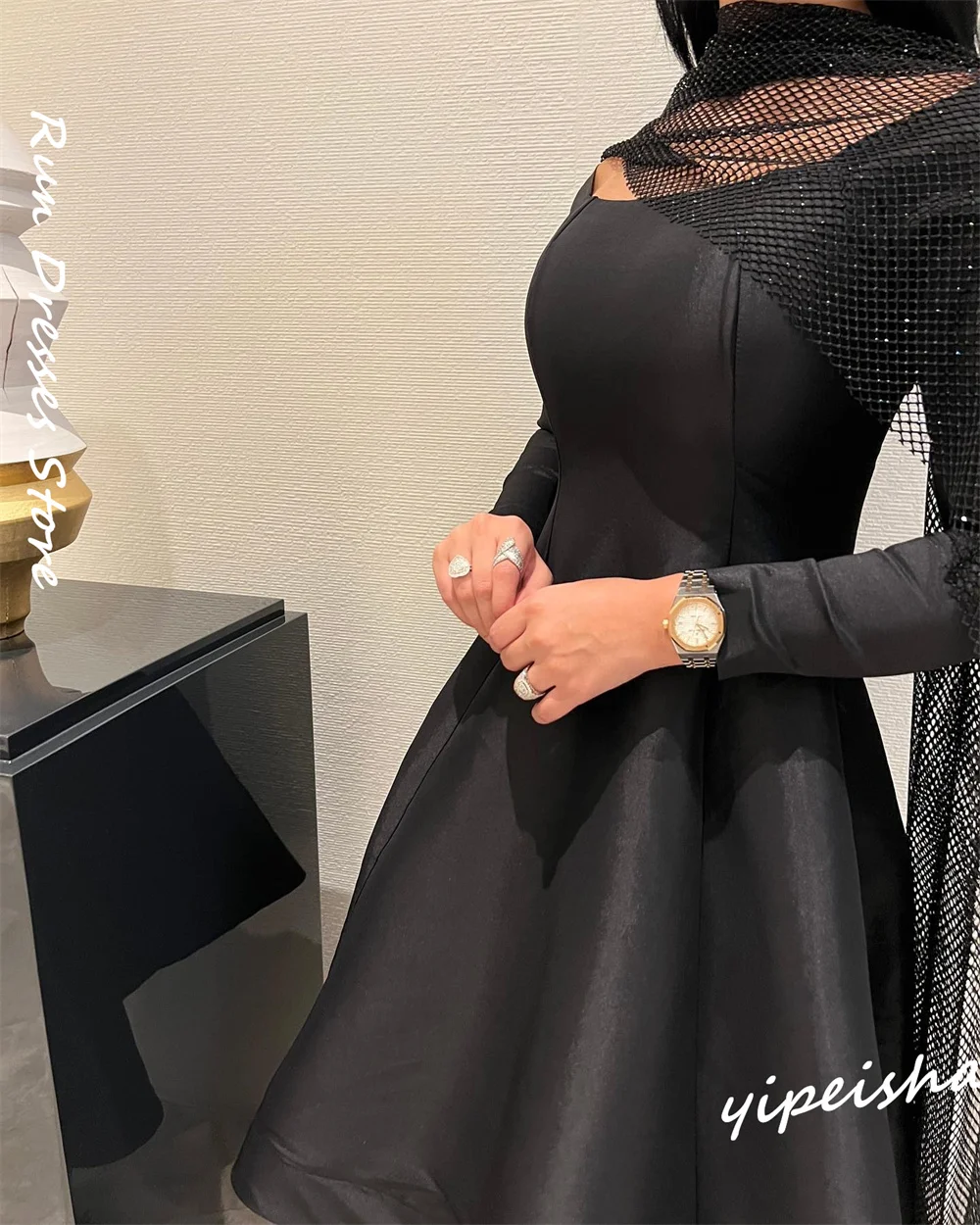 Simple Poretrait A-line Knee Length Cocktail Dresses Sequin Satin Formal Occasion Gown	 이브닝드레스 Выпускные платья party dress wom