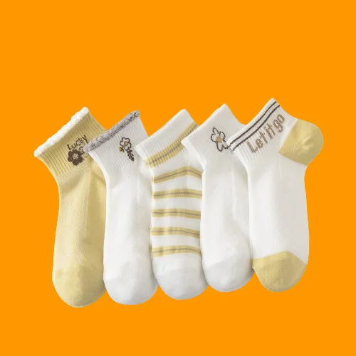 

5/10 Pairs Women's Socks Summer Thin Cotton Socks Shallow Mouth Breathable Mesh Socks Cute Japanese Lace Boat Socks