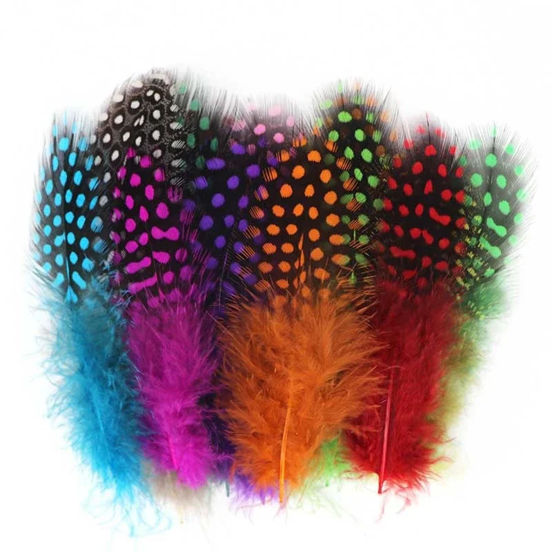 50Pcs Colored Natural Guinea Fowl Feathers Pheasant Needlework Accessories Crafts Hats Decor Chicken Dream Catcher Decoration