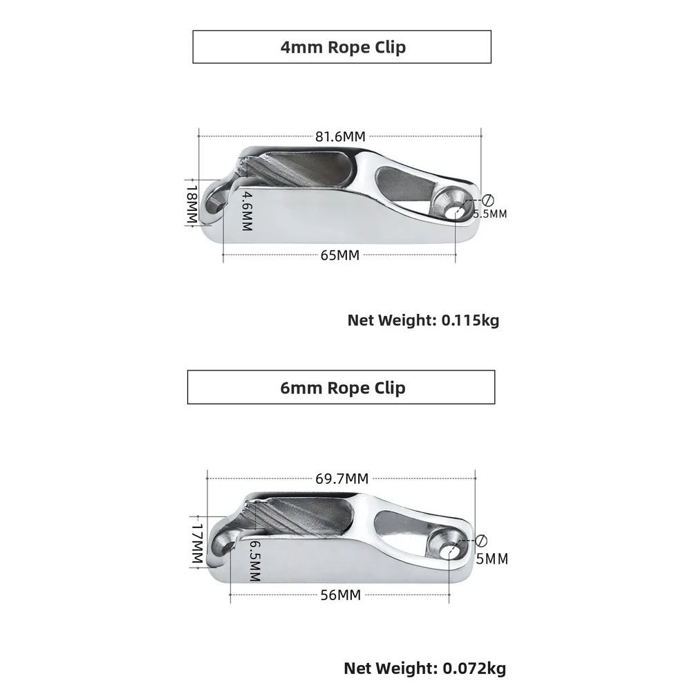 Boat Rope Management Solution 6mm-70*18mm 4mm-81*18mm Boat Rope Cleat Secure Rope Clamping Precision Manufacturing