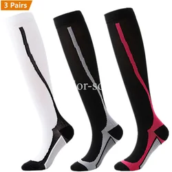 3 Pairs Lot Pack Compression Socks Stocking Running Men Women Compression Cycling Socks Knee High Running Socks Compression