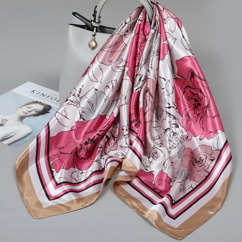 

Small Silk Scarf for Women, Large Square Scarf, Gauze Scarf for Spring, Autumn, and Winter, Paired with a Shirt, for Middle-Aged Mothers, Square 90×90 Thin Scarf