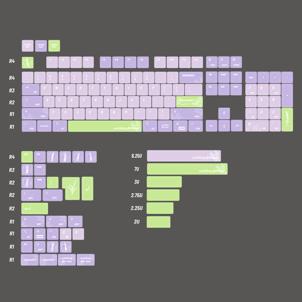 

Lavender Theme Keycap Cherry Profile PBT Full Keys DYE Subbed 140 Keys ISO Enter For Cherry MX Switch Mechanical Keyboard