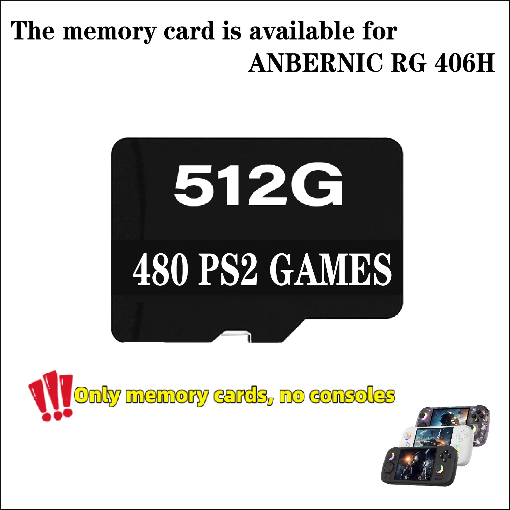 For ANBERNIC RG 406H Handheld Game Console TF Card RG406H Preloaded Game Handheld Game 512G  PSP PS2 Games Open Source System