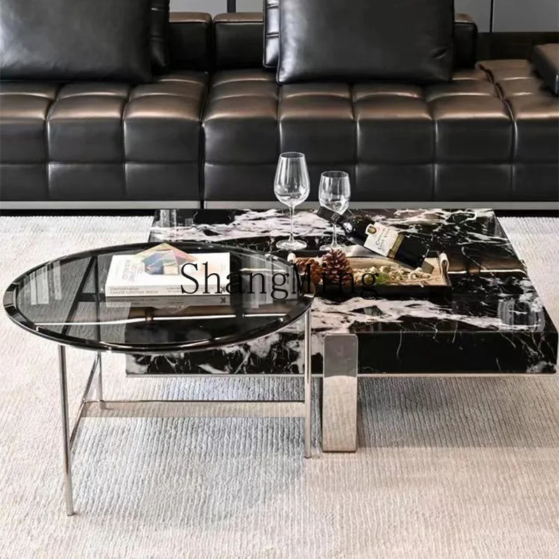

FG marble coffee table minimalist square light luxury modern high-end living room simple home