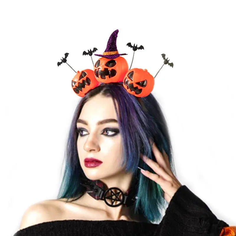 

Halloween Headwear Pumpkin Headbands Skeleton Bat Hair Accessories Holiday Party Dress Up Cosplay Props