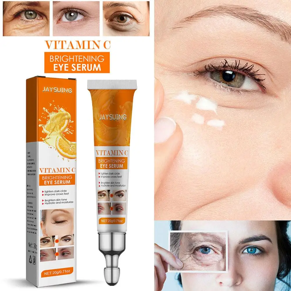 Crema para los ojos con vitamina C, suero fino y suave para el cuidado de los ojos, líneas y ojos, blanqueamiento bajo la belleza, reafirmante, S4N4