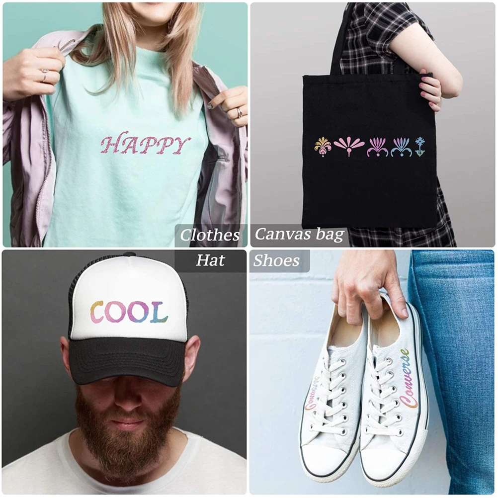 

4Pcs Lettering Films High Quality PVC Heat Transfer Film DIY Shirt Cap Bag Fabric Transfer for Garment Craft Supplies