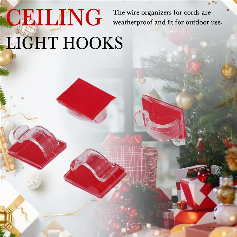 Hooks For Outdoor String Lights Clips 50 Pack Clips Clear Light Hook With 50 Waterproof Adhesive Backing For Lamp-ABQU