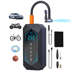 Portable Car Tire Air Pump High-power Smart Digital Inflator for Motocycle Bicycle Balls DC 12V Cable Supply Air Compressor