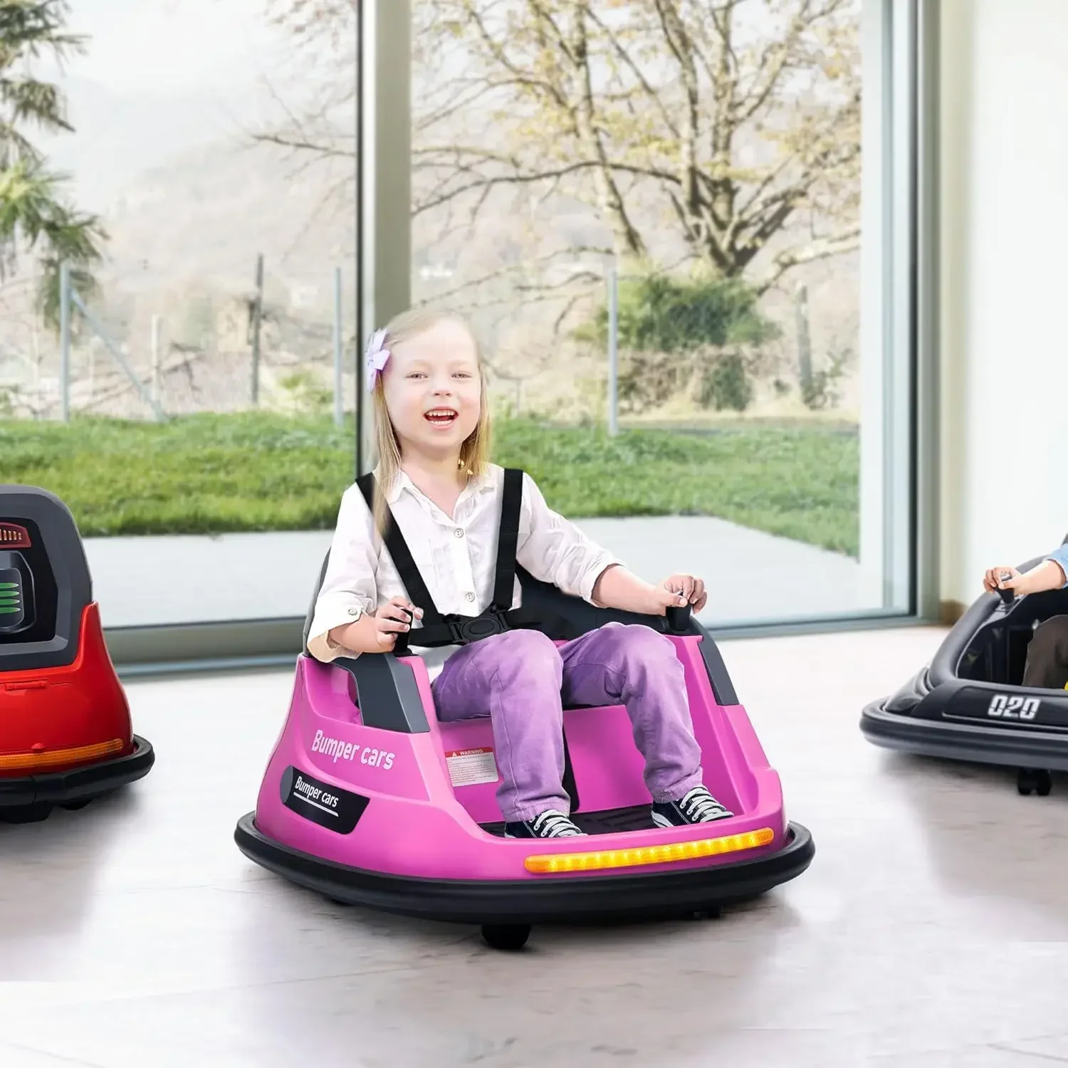 12V Bumper Car for Kids 1.5-5 Years Old, Electric Ride On Bumper with 360 Degree Spin, Remote Control, LED Lights and Musi