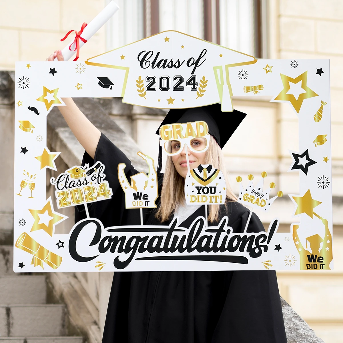 

Paper Photo Booth Props Frame Graduation Decorations 2024 Graduation Party Decorations Grad Party Photobooth Props Supplies