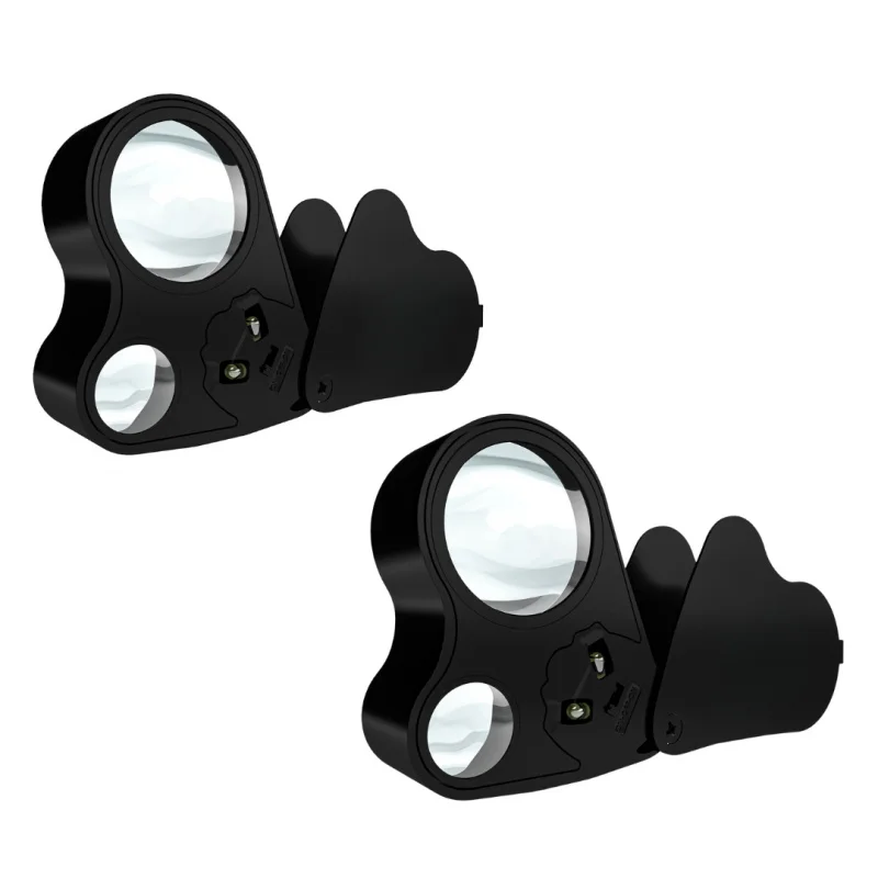 2Pcs 30X 60X Double Magnifying Glass Portable Foldable Handheld Magnifier With LED Light For Coin Stamp Jewelry Diamond Watch Ge
