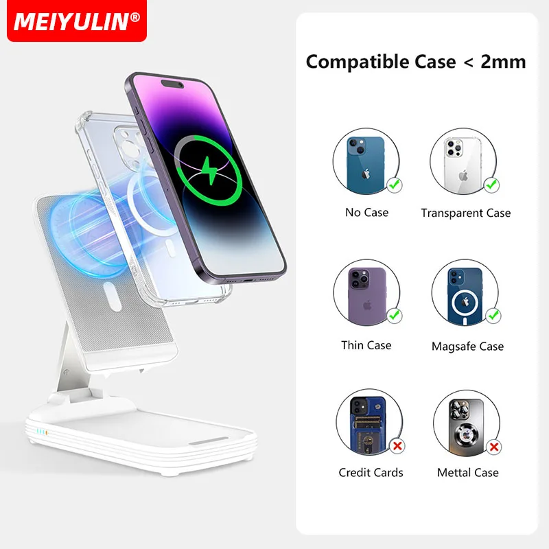 20W 10000mAh Magnetic Wireless Power Bank With Stand USB-C PD Fast Charging External Auxiliary Battery For iPhone 15 14 Samsung